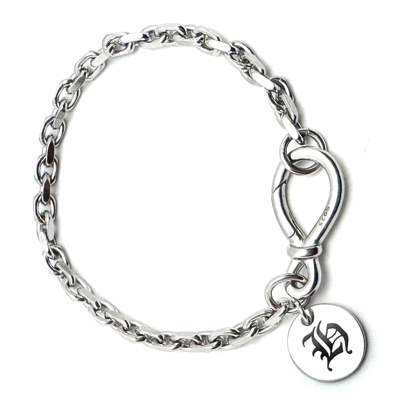 Personalized 925 Sterling Silver Bold Infinity Knot Circle Charm Chain Bracelet -Multiple Sizes-Gift for Him, for Her.