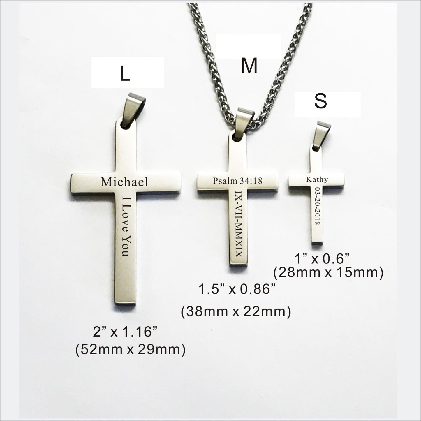 Personalized Engraved Stainless Steel Necklace , Customized Men Cross Necklace-Christmas Gift for father ,dad ,boyfriend ,husband , gift for him, men