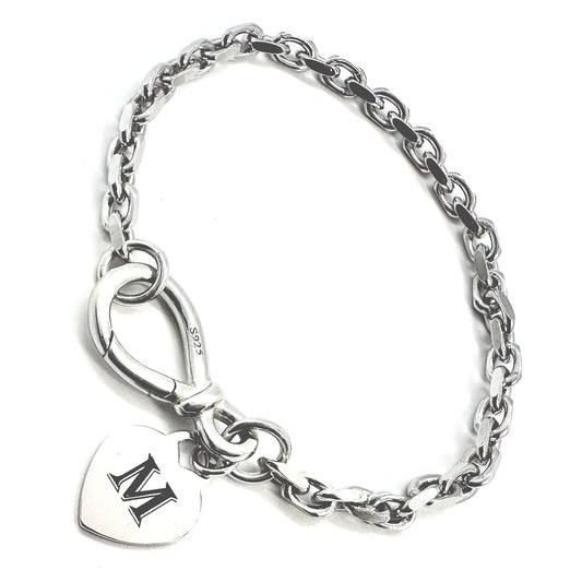 Personalized 925 Sterling Silver Bold Infinity Knot Heart Charm Chain Bracelet -Multiple Sizes-Gift for Him, for Her.