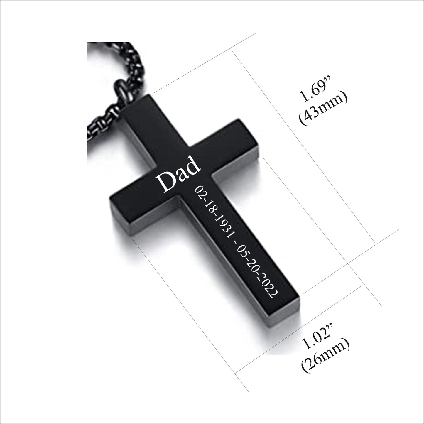 Christmas gift-Personalized CREMATION CROSS URN Necklace Ashes Jewelry Urns Waterproof Pendant Stainless Steel Memorial Ashes Keepsake-B&G