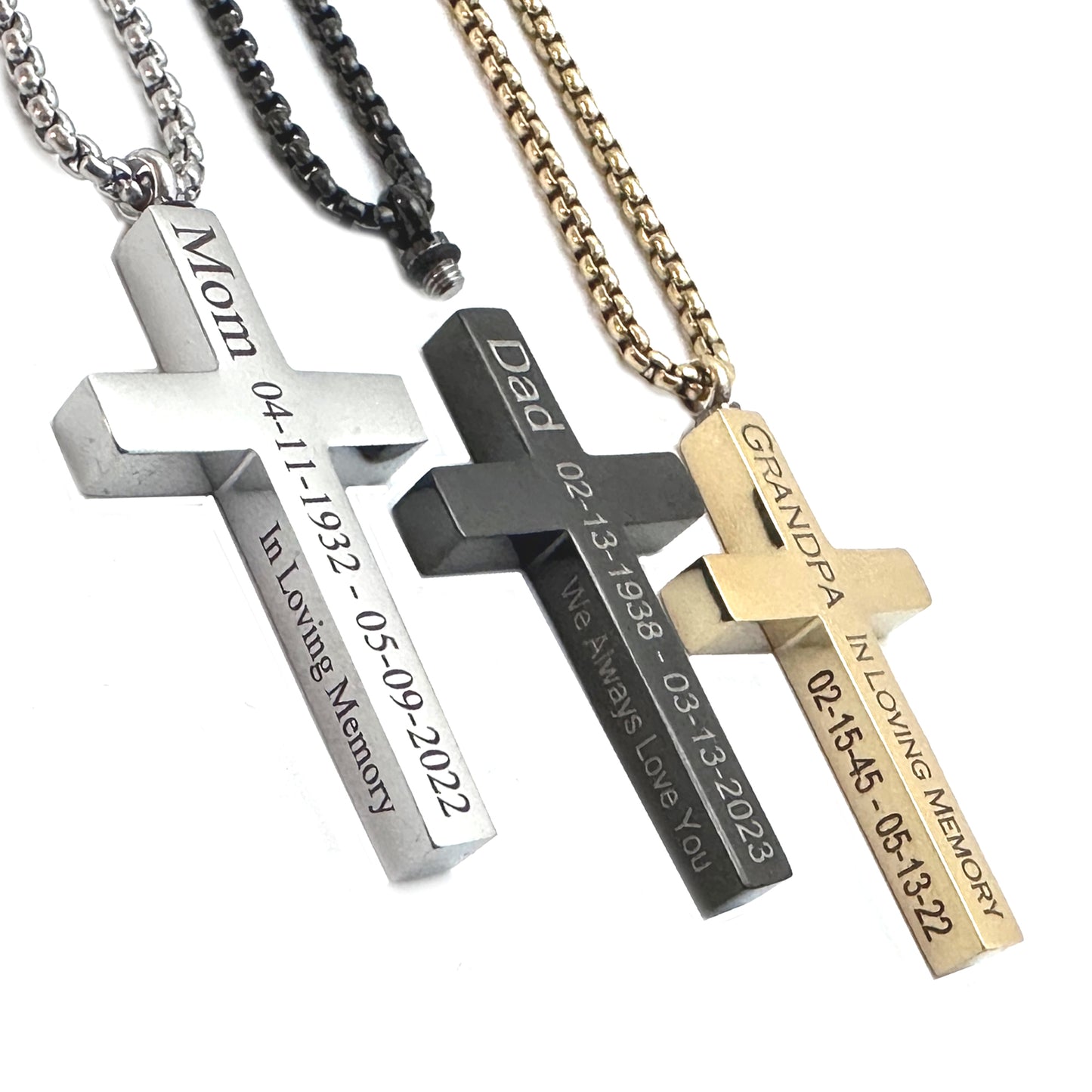 Personalized URN CREMATION CROSS URN Necklace Ashes Jewelry Urns Waterproof Pendant Custom Engraved Memorial Ashes Keepsake-B, S, G.