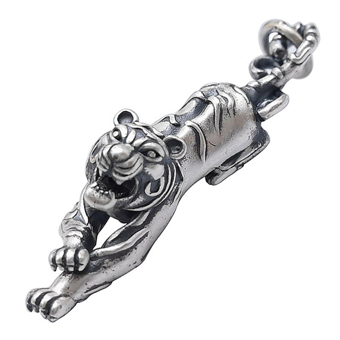 Genuine Solid 925 Sterling Silver Tiger Pendant  Necklace-Anniversary Christmas Gift for Men, Him, Dad , Father , Husband