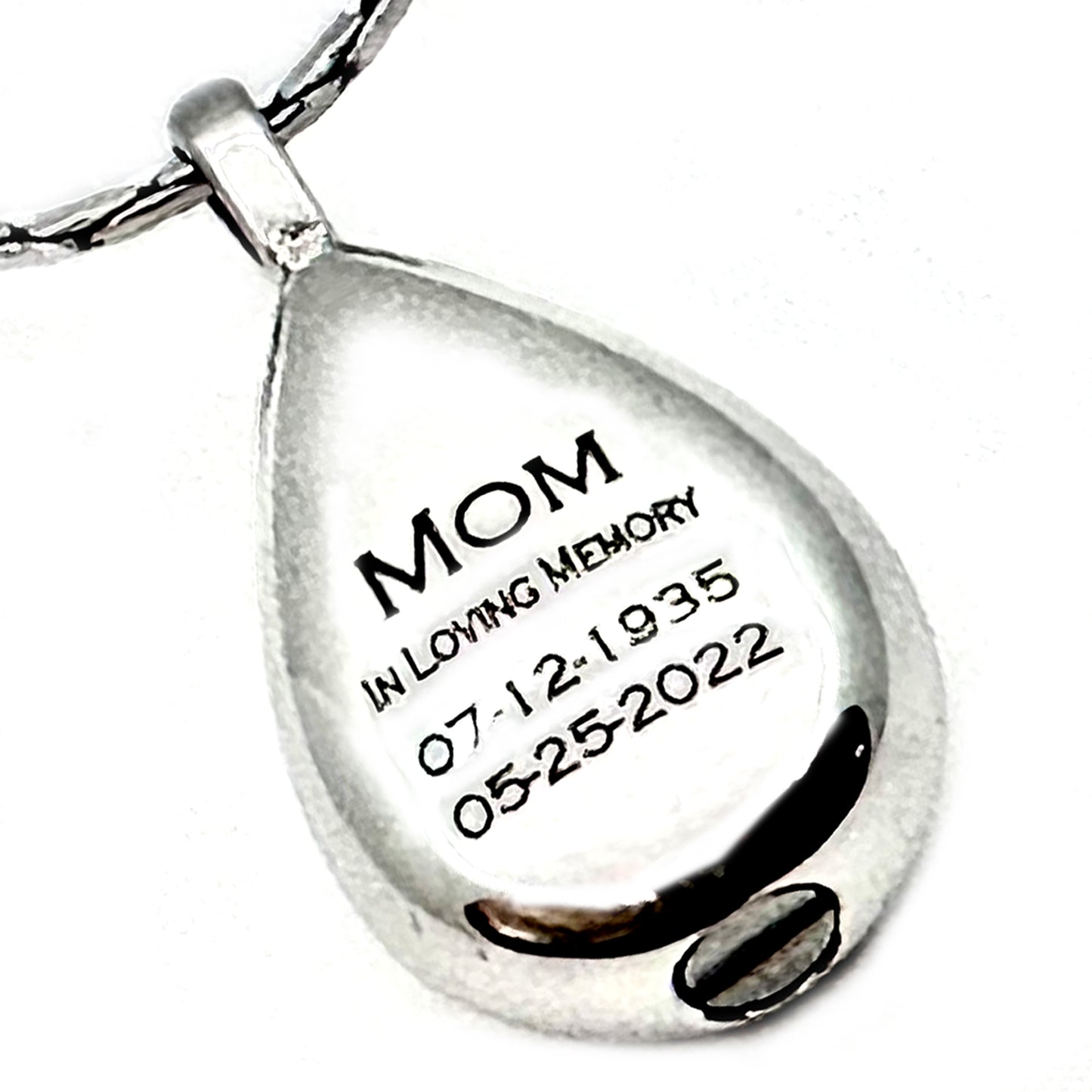 Personalized URN Engraved Teardrop Keepsake Ashes Necklace Urn Pendant Cremation Memorial Jewelry for Pets and Human